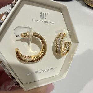 Bomb Party April Earrings 2025 Gold Hoop Earrings with CZ Crystals